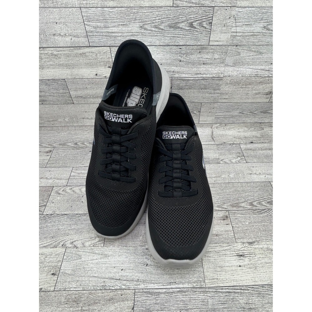 Skechers Go Walk‎ Slip Ins Black Mesh Air Cooled Memory Foam Sneakers Men Sz 8.5